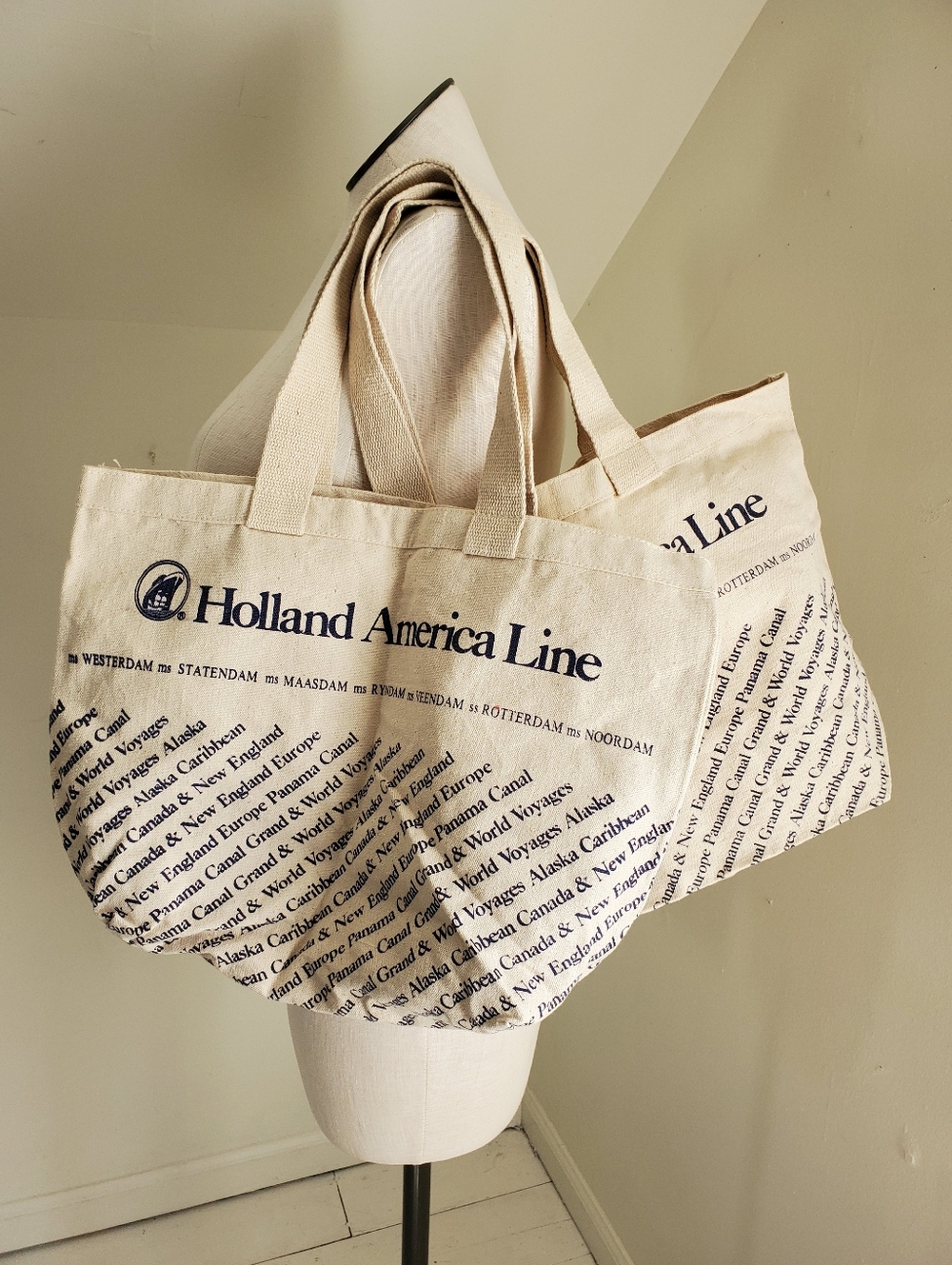 Holland America Line Nautical Canvas Tote Bags Matching Set